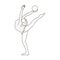 Skinny girl with ball in hand dancing sports dance. The girl is engaged in gymnastics.Olympic sports single icon in