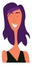 A skinny girl with purple-colored lilac hairstyle vector or color illustration