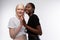 Skinny models with different skin color enjoying cooperation