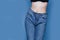 skinny woman body with Loose pants jeans, Light weight body with loose clothes, slender and Healthy body low fat concept