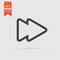 Skip forward icon in flat style isolated on grey background