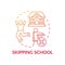 Skipping school red gradient concept icon