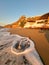 skiros or skyros island chora city view from beach molos tourist resort in greece