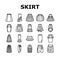 skirt fashion girl dress female icons set vector