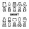 skirt fashion girl dress female icons set vector