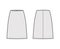 Skirt sheath technical fashion illustration with straight knee silhouette, pencil fullness. Flat bottom template front