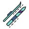 Skis icon color outline vector