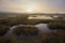 Skocjanski Zatok marshland and the town of Koper during sunset in Primorska, Slovenia