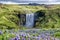 Skogafoss waterfall. Beautiful vulcanic island in the ocean. Iceland.