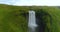 Skogafoss waterfall on Iceland - aerial drone video of Icelandic landscape