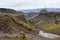 Skogar river canyon with green vegetation and.