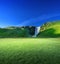 Skogarfoss waterfall and summer sunny day