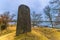 Skokloster, Sweden - April 1, 2017: Viking Runestone near Skokloster Palace Sweden