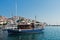 Skopelos town and harbor at summer morning, island of Skopelos