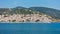 Skopelos town and harbor at summer morning, island of Skopelos