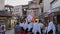 Skopje / Macedonia - July 06 2019: International parade in the streets of Skopje, Macedonia with traditional costume folk dress