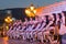 Skopje / North Macedonia - June 07 2019: Group of dancer in Traditional costume in a festival at Skopje. Folklore Street