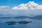 Skorpios island, meganissi, clouds, blue sky, view from lefkada