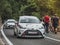 Skradin Croatia, June 2020 Multiple Toyota Yaris racing cars descending from a hill after a hillclimb race. Special champion group