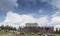 Skrzyczne, Poland, July 04, 2020: Peak, with a tourist hostel, meteorological station and telephony tower and chair lift station