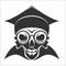Skull academic in graduation cap