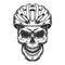 Skull in the bicycle helmet