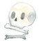 Skull and bone watercolor illustration for decoration on Halloween festival.