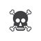 Skull and bones icon vector, filled flat sign, solid pictogram isolated on white