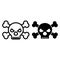 Skull and bones line and glyph icon. Danger vector illustration isolated on white. Skeleton on a stick outline style