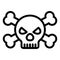 Skull and bones line icon. Danger vector illustration isolated on white. Skeleton on a stick outline style design