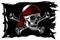 Skull and bones on a pirate flag