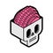 Skull with brain isometric style icon. Cranium with brains Vector illustration