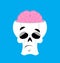 Skull and brain Surprised Emoji. skeleton head astonished emotion isolated