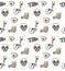 Skull and coffee funny handrawn pattern vector