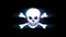 Skull And Crossbones Symbol on Glitch Retro Vintage Animation.