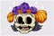 Skull cute wearing purple flower crown illustration