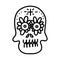 Skull decorated with cross and flowers . Vector