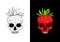 Skull fruit strawberry. Tattoo concept.