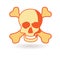 Skull. Funny sign. Icon death. Volumetric bone with shadow