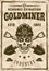 Skull of gold miner and two crossed shovels poster