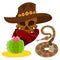 Skull in a hat. Cowboy. Wild West theme illustration