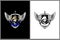 Skull head vector with soldier helmet and Wing badge logo template