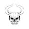 Skull horn face illustration vector, mysticism, tattoo. Handmade