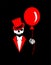 Skull icon with cylinder hat, tuxedo and balloon, Happy Halloween background