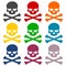 Skull icons on white background