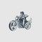 Skull man ride motorcycle monogram design logo inspiration