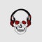 Skull Outline with Red Black HeadPhone