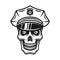 Skull in police cap vector vintage illustration