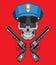 Skull police illustration isolated, for tattoo or t-shirt