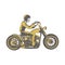 Skull Ride Classic Motorcycle illustration. Clip Art for cutting file